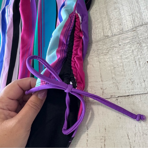 FullFitAll Technicolor V-Neck Halter‎ NWT size 22 One Piece Swimsuit Power Mesh - Picture 4 of 11